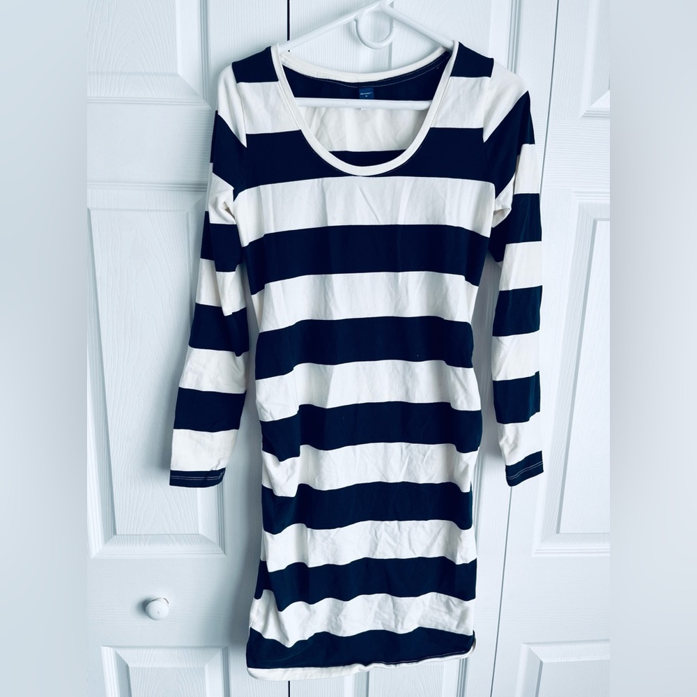 Long-sleeve Striped Maternity Dress